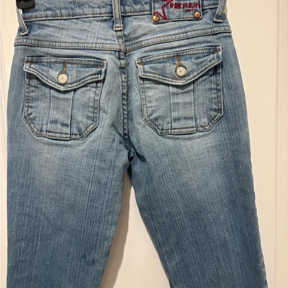 R4R Premium Jeans. Blue Denim Jeans with Faded Whiskering - Picture 4 of 5